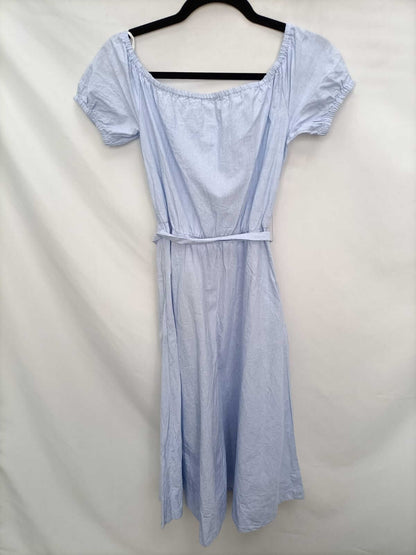 UTERQÜE.Vestido midi azul T.xs