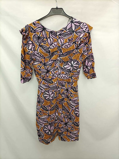 ZARA.Vestido fruncido estampado T.s