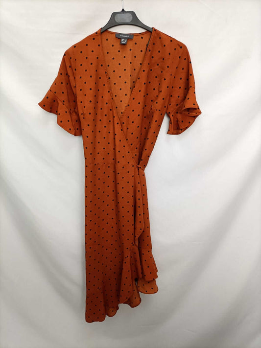 PRIMARK.Vestido teja lunares T.38