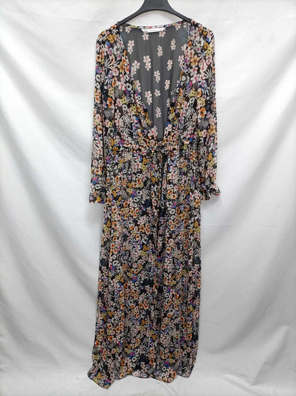 ZARA.Black floral dress/kimono Tm