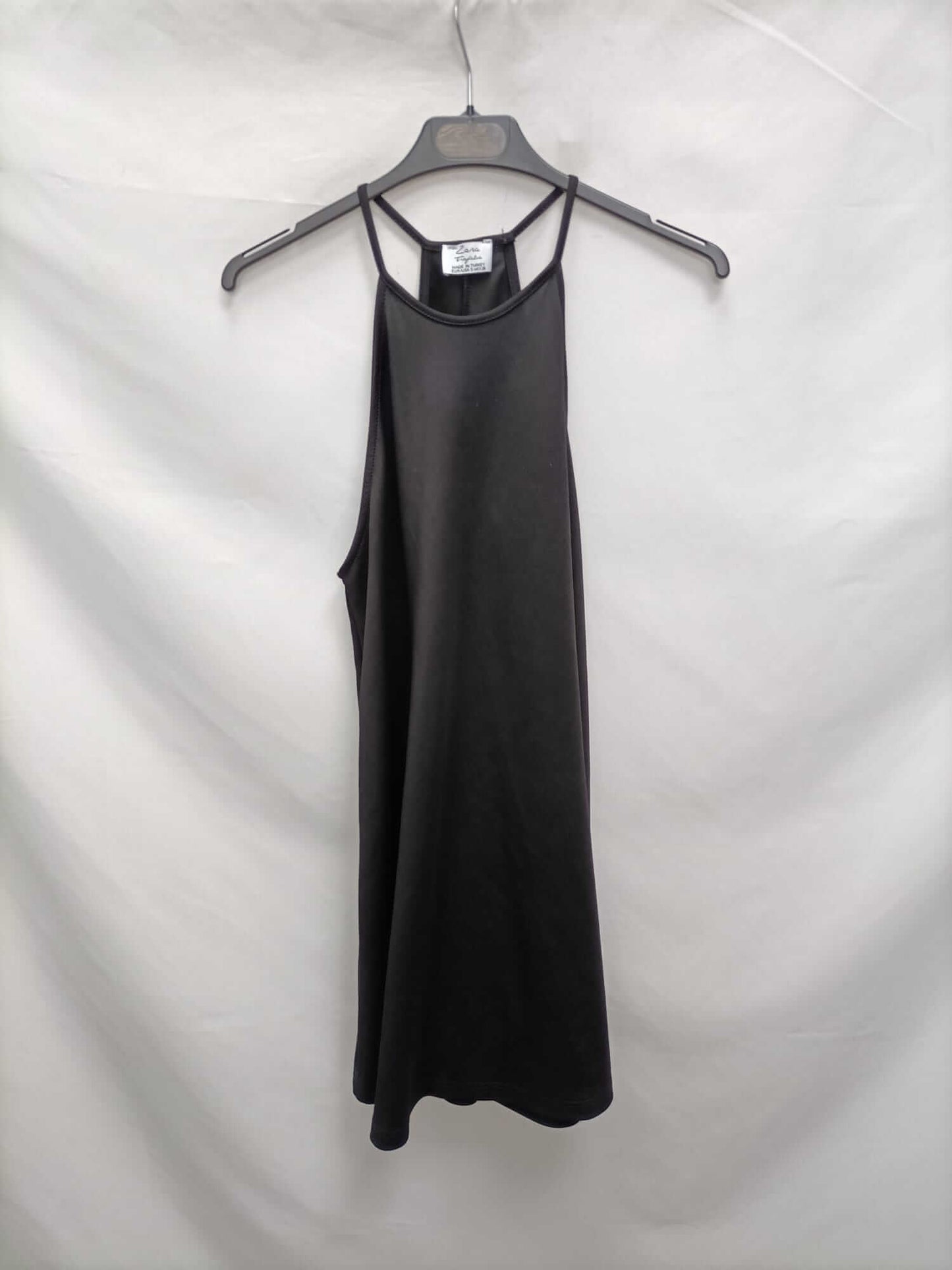ZARA.Vestido corto negro halter T.s