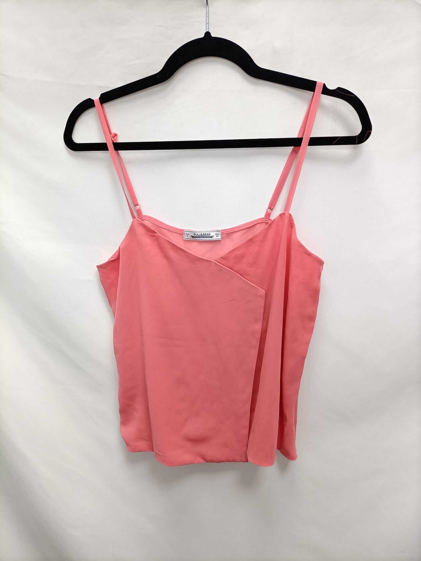 PULL&BEAR.Top semitransparente coral T.s