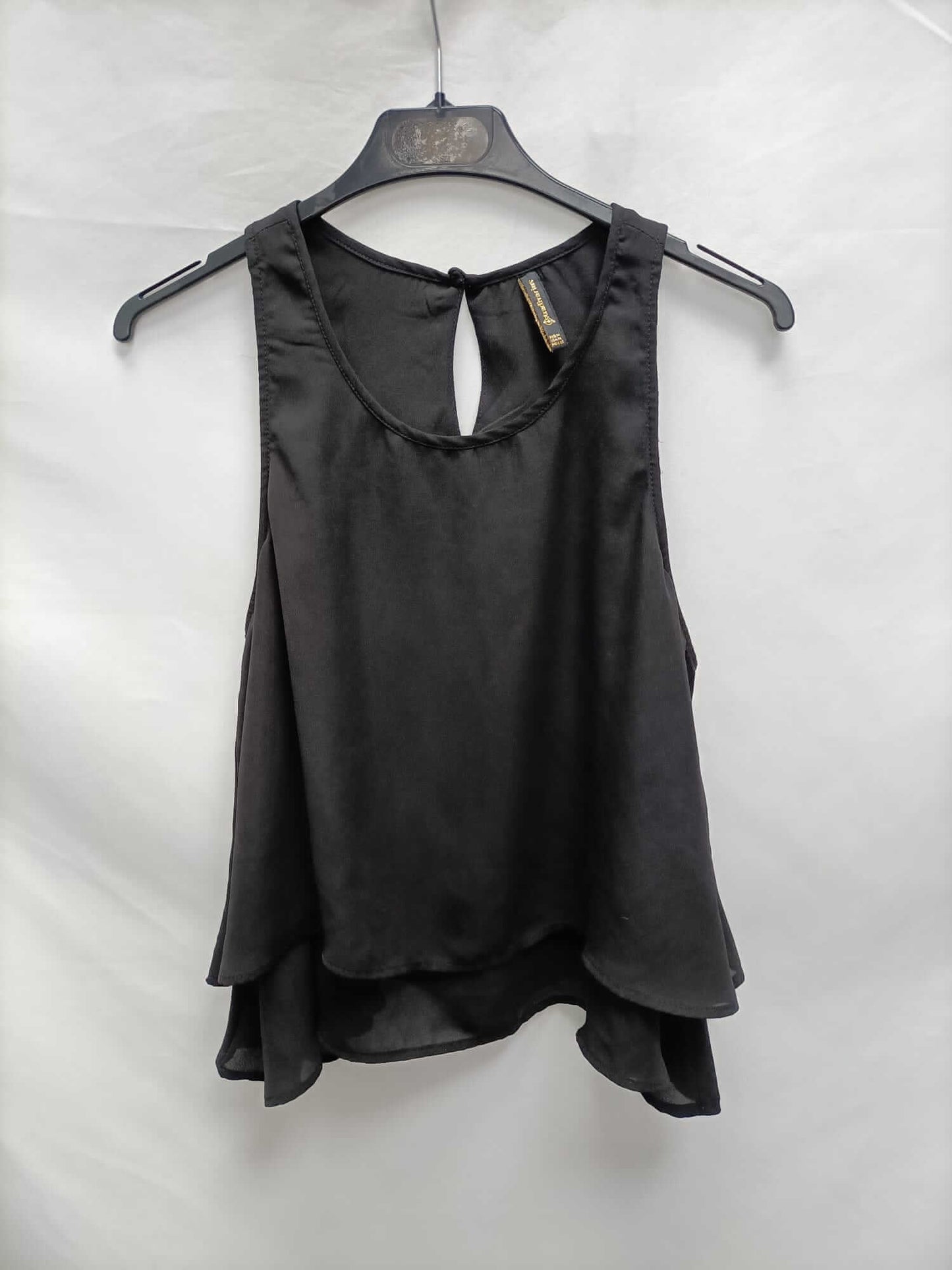 STRADIVARIUS.Top negro capa T.m