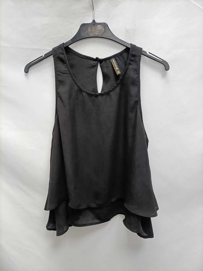 STRADIVARIUS.Top negro capa T.m