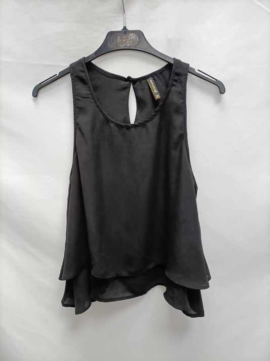 STRADIVARIUS.Top negro capa T.m