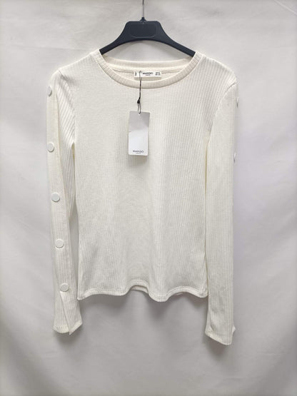 MANGO. Camiseta canalé T.xs