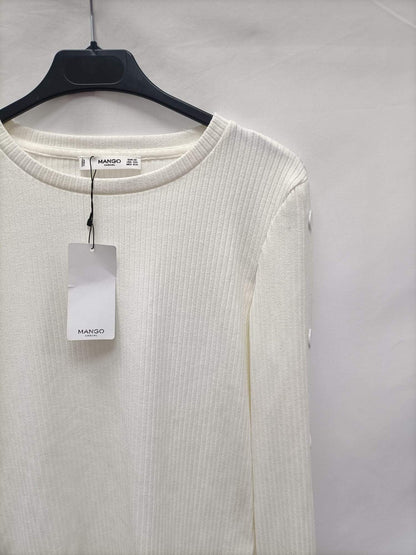 MANGO. Camiseta canalé T.xs