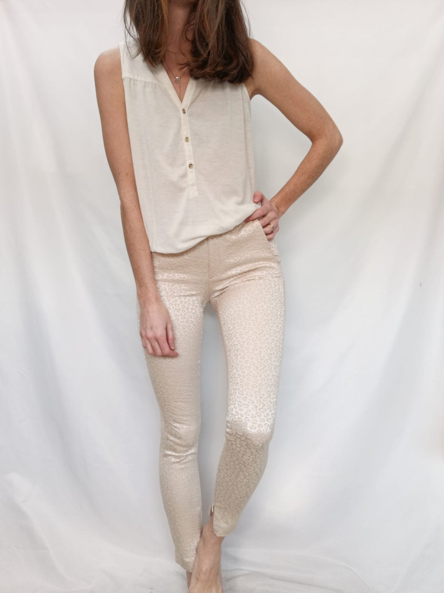 INTROPIA. Animal print embroidered trousers, size 34