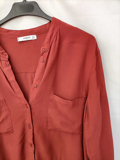 MANGO. Blusa burdeos fluida T.xl