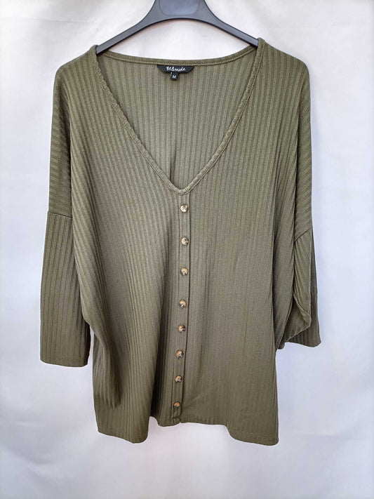 M&MODE. Camiseta verde canalé T.m