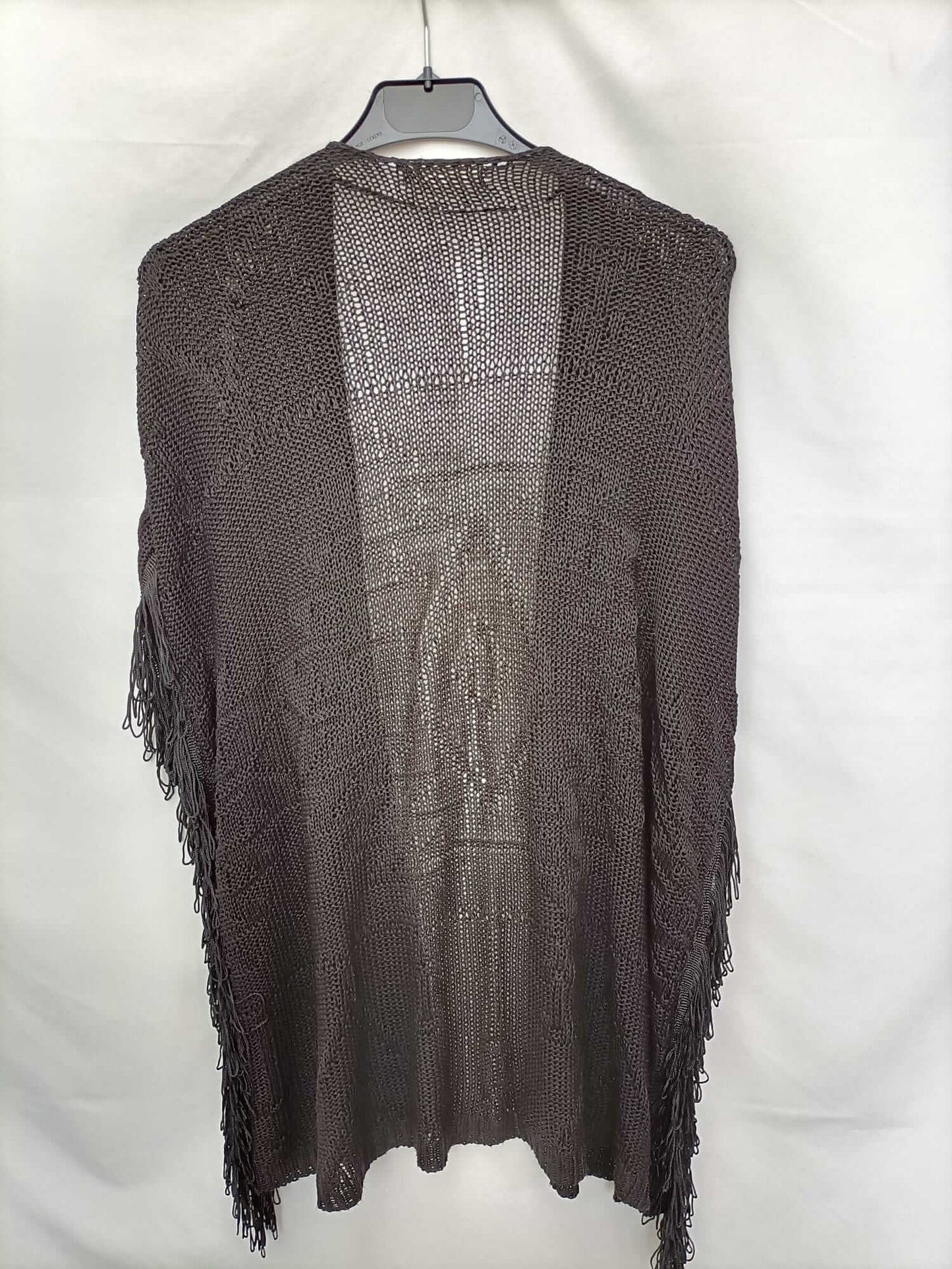 MANGO. Black fringed cardigan