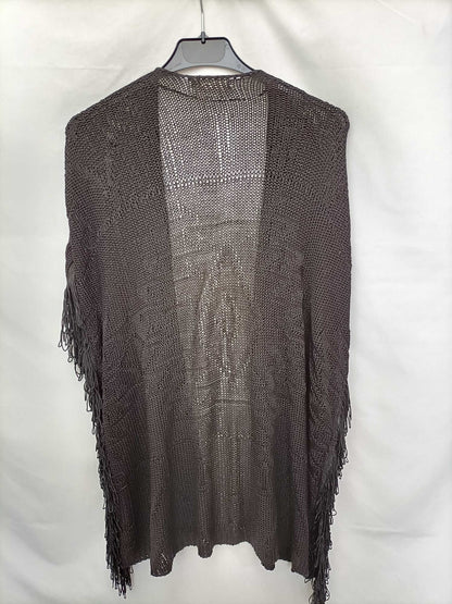 MANGO. Black fringed cardigan