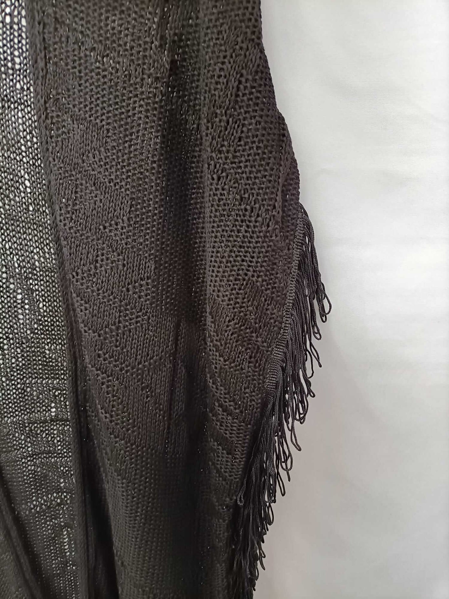 MANGO. Black fringed cardigan