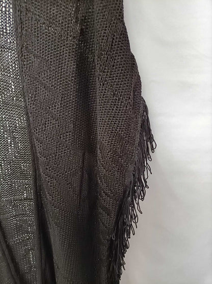 MANGO. Black fringed cardigan