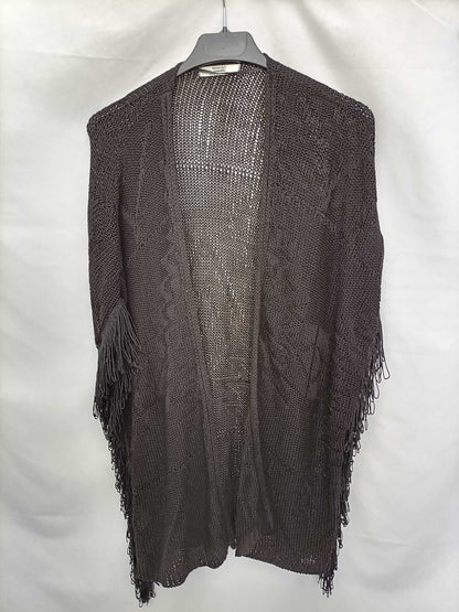 MANGO. Black fringed cardigan