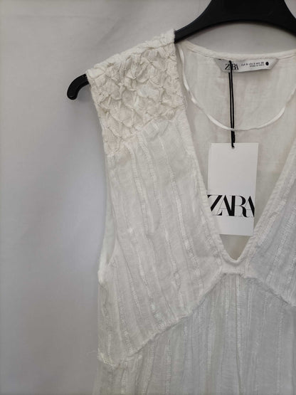 ZARA.Vestido largo lino T.s
