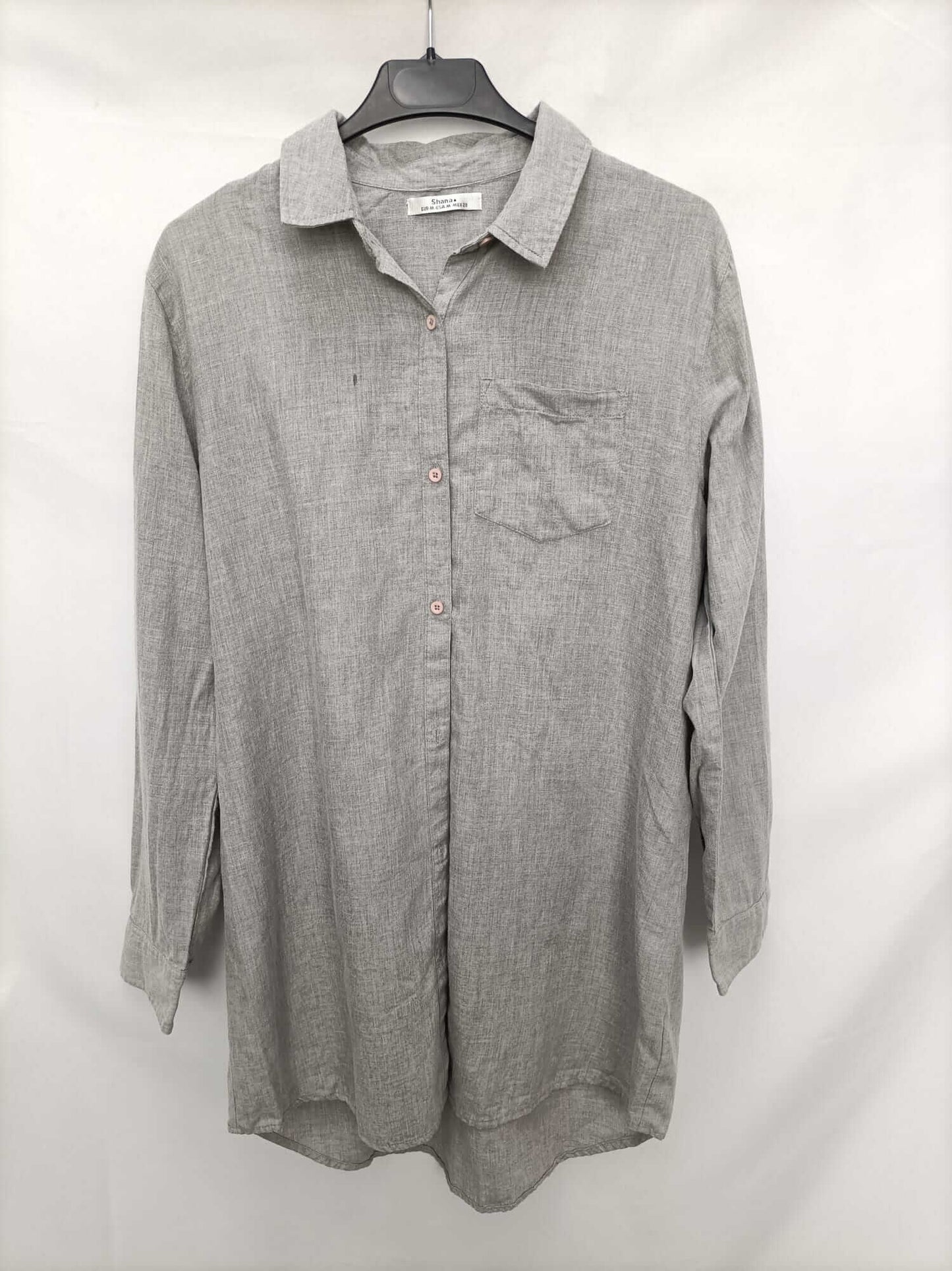 SHANA.Camisa oversized gris jaspeada T.m
