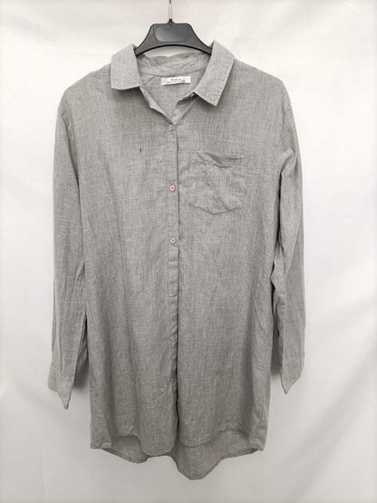 SHANA.Camisa oversized gris jaspeada T.m