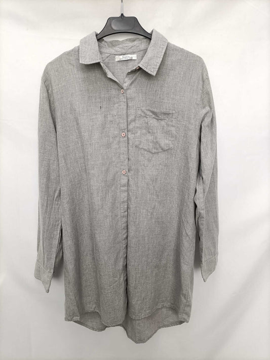 SHANA.Camisa oversized gris jaspeada T.m
