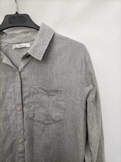 SHANA.Camisa oversized gris jaspeada T.m