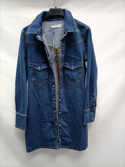 MANGO.Camisa denim larga T.m