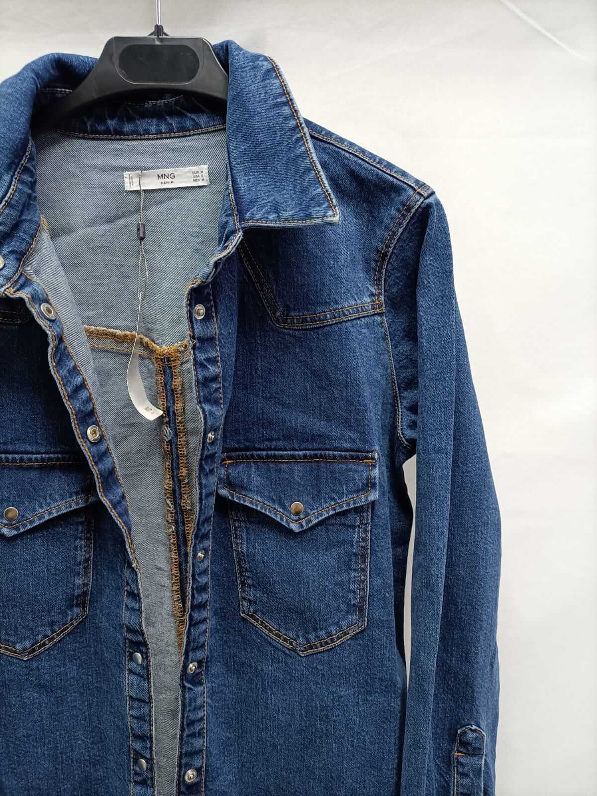 MANGO.Camisa denim larga T.m