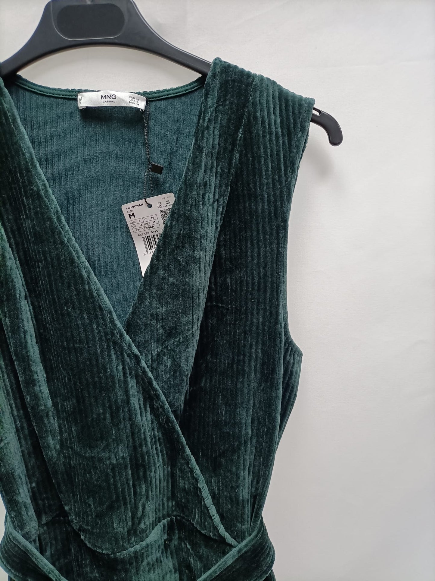 MANGO.Vestido corto verde micropana T.m