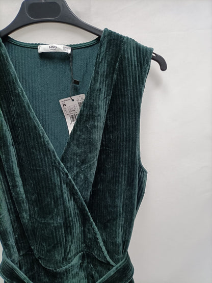 MANGO.Vestido corto verde micropana T.m