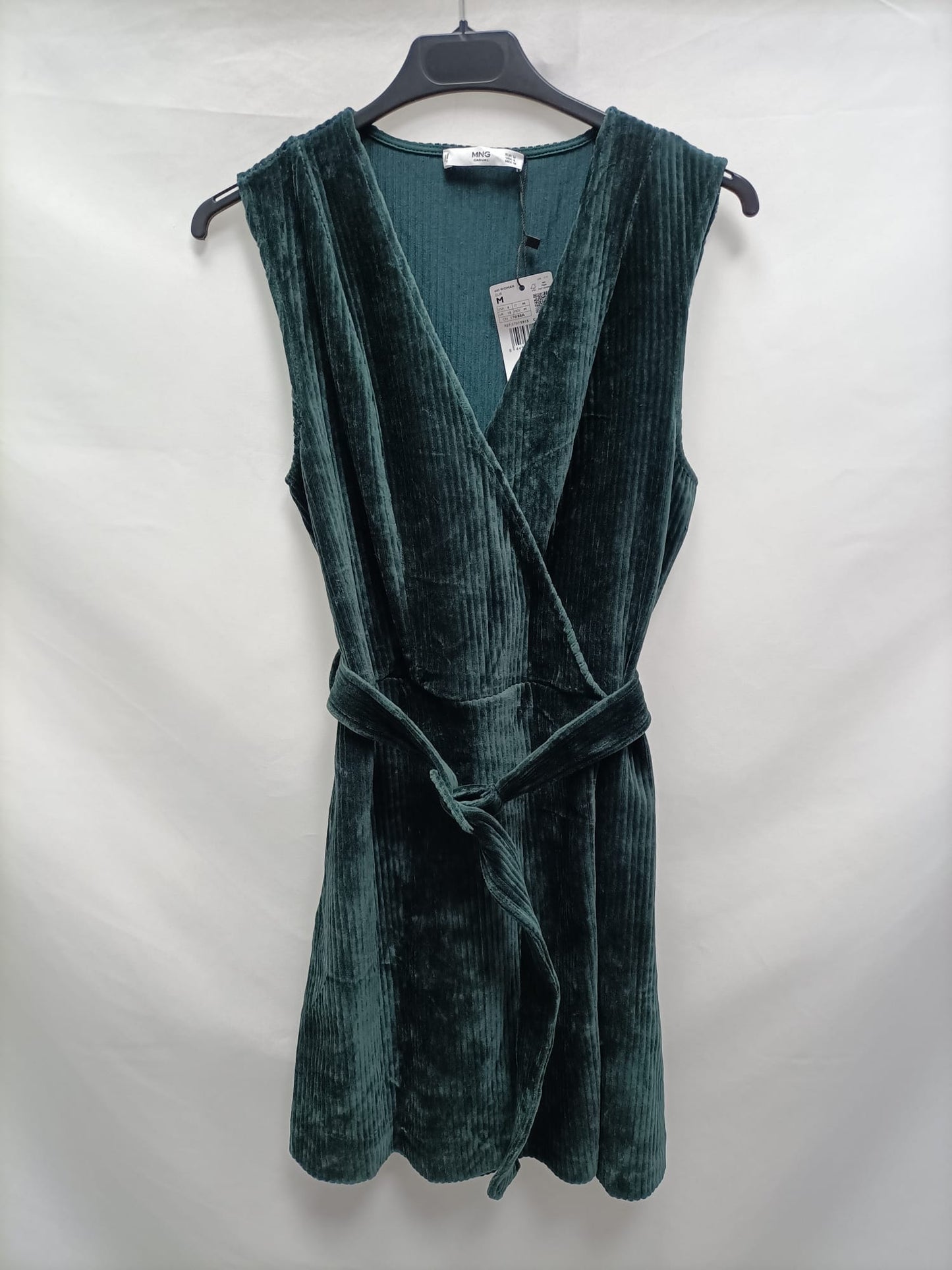 MANGO.Vestido corto verde micropana T.m