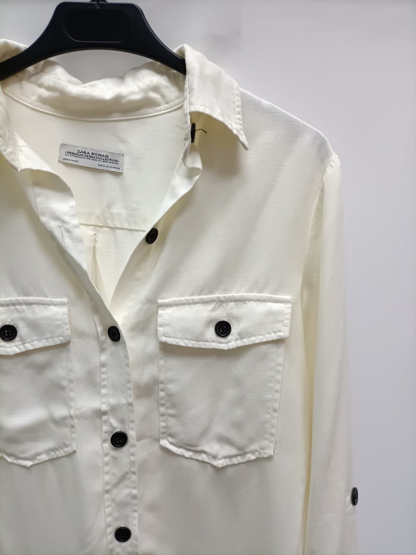 ZARA.Camisa beige botones Txs