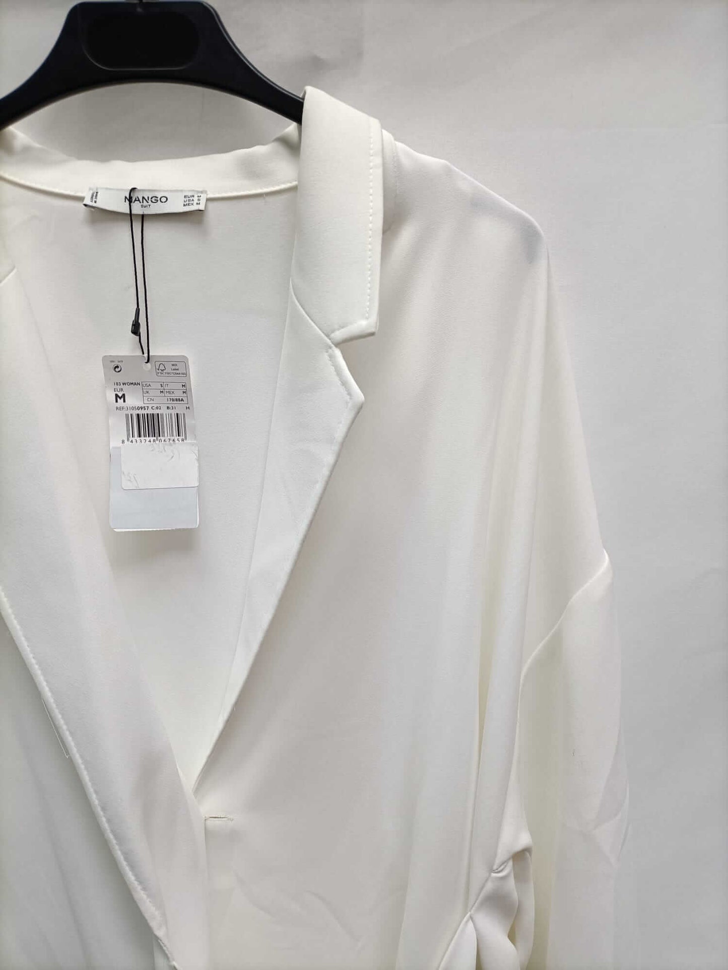 ZARA.Blazer blanca cruzada nudo T.m