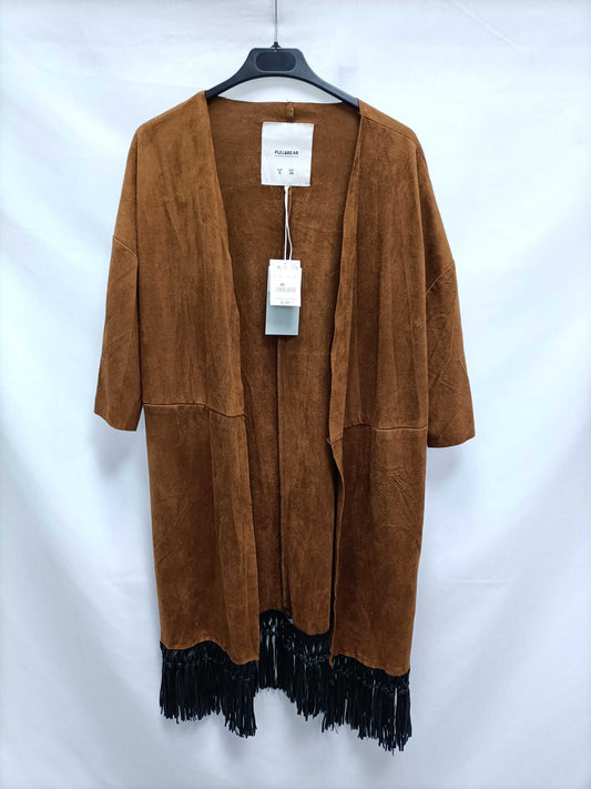 PULL&BEEAR.Kimono/sobrecamisa antelina flecos T.s