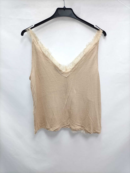 ZARA.Top nude lencero doble textura T.m