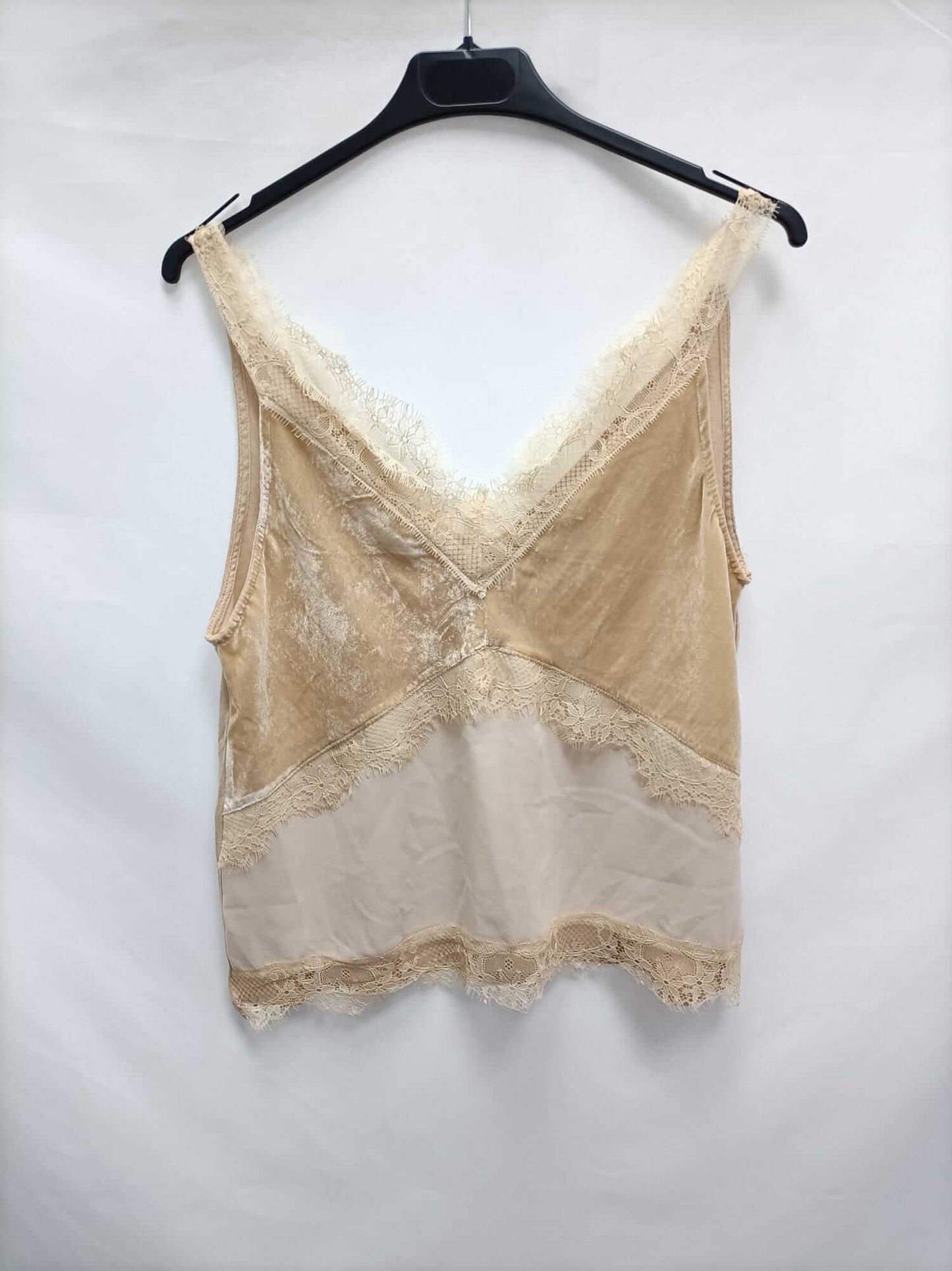 ZARA.Top nude lencero doble textura T.m