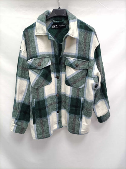 ZARA.Chaqueta/sobrecamisa franela cuadros T.s