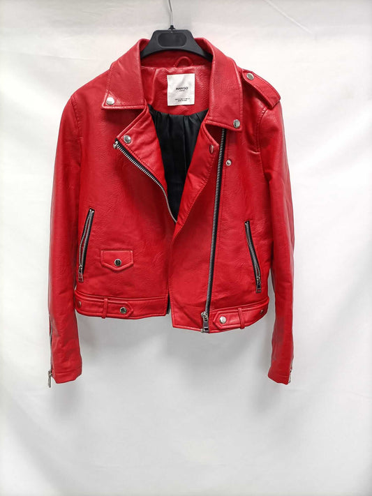 MANGO.Chaqueta roja polipiel T.m