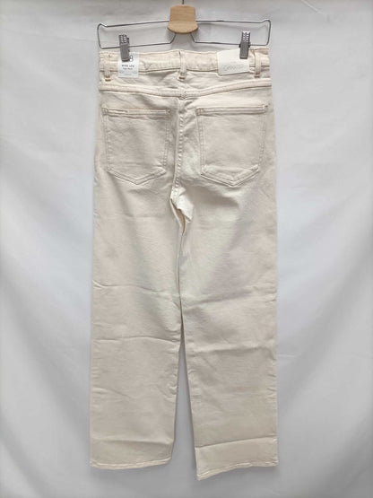 MANGO.Pantalones wide leg beige T.38