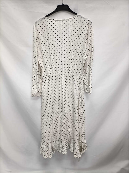 MANGO.Vestido midi lunares cruzado T.m