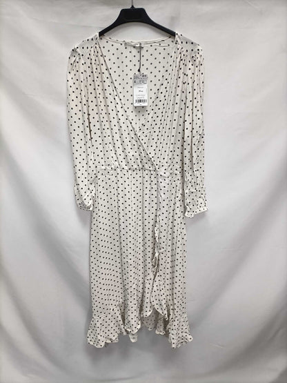 MANGO.Vestido midi lunares cruzado T.m