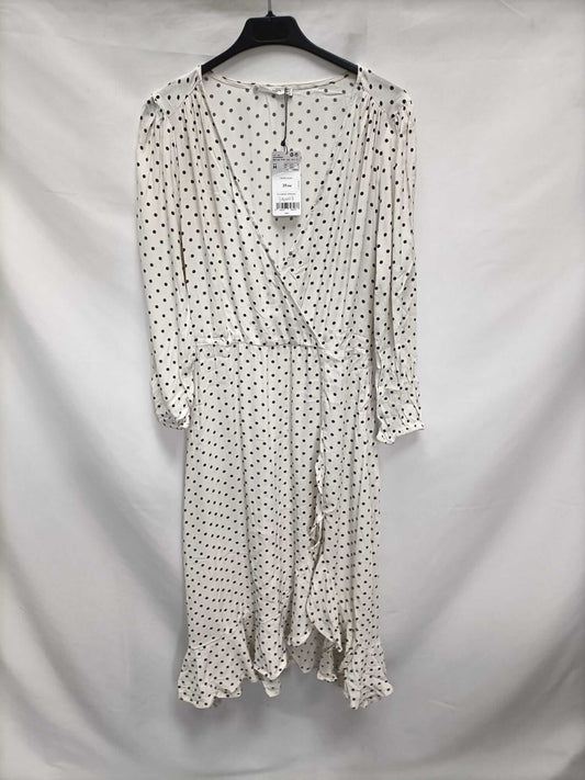 MANGO.Vestido midi lunares cruzado T.m