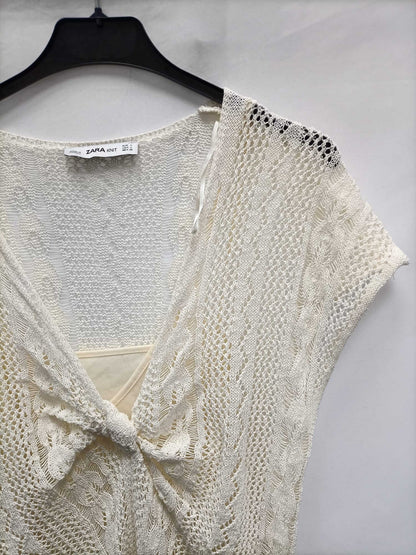 ZARA.Vestido punto abierto combinación interior T.L