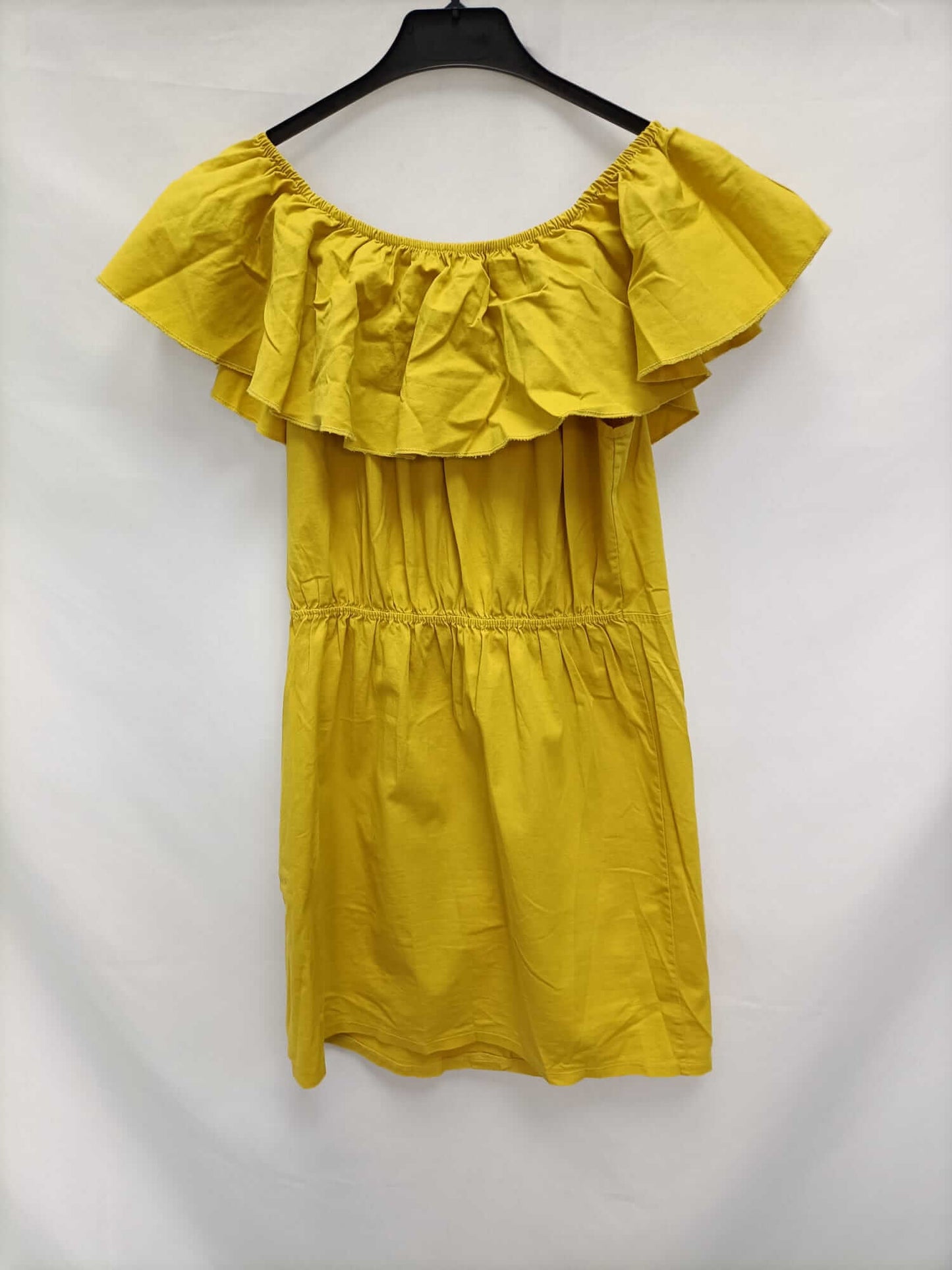 OTRAS.Vestido amarillo corto cuello barco TU (M)
