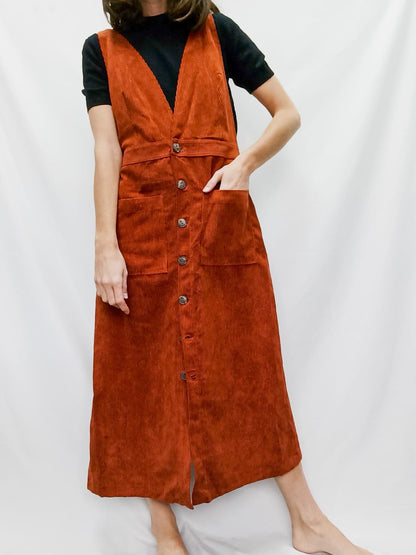 PULL&BEAR.Vestido estilo peto micropana teja T.L