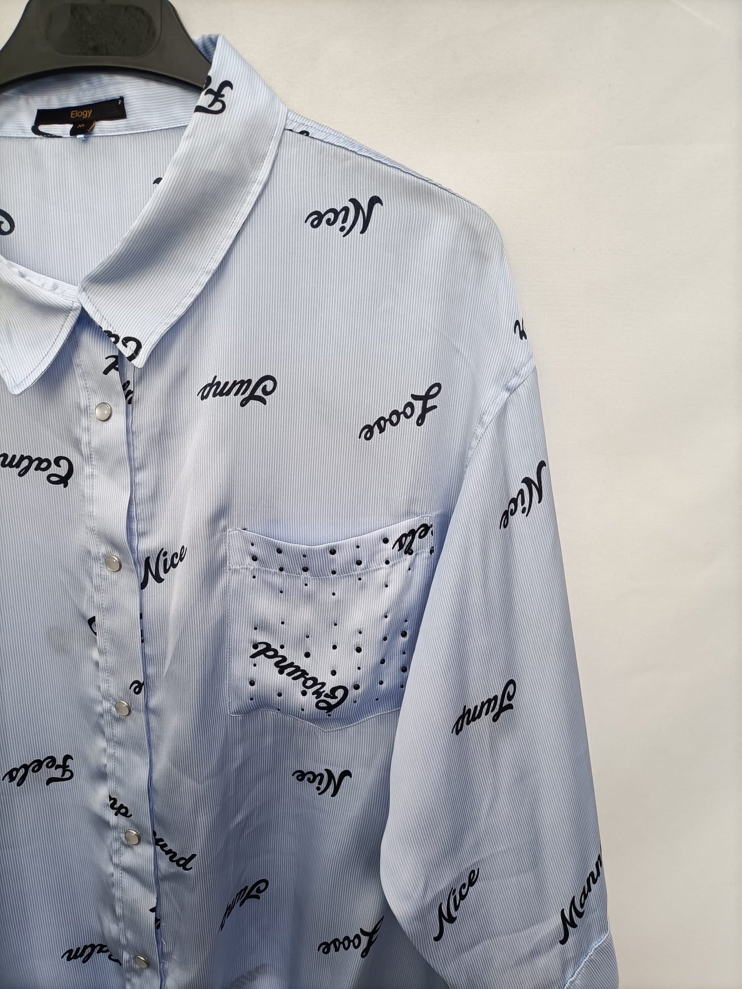 ELOGY.Blusa fluida rayas y letras T.XL