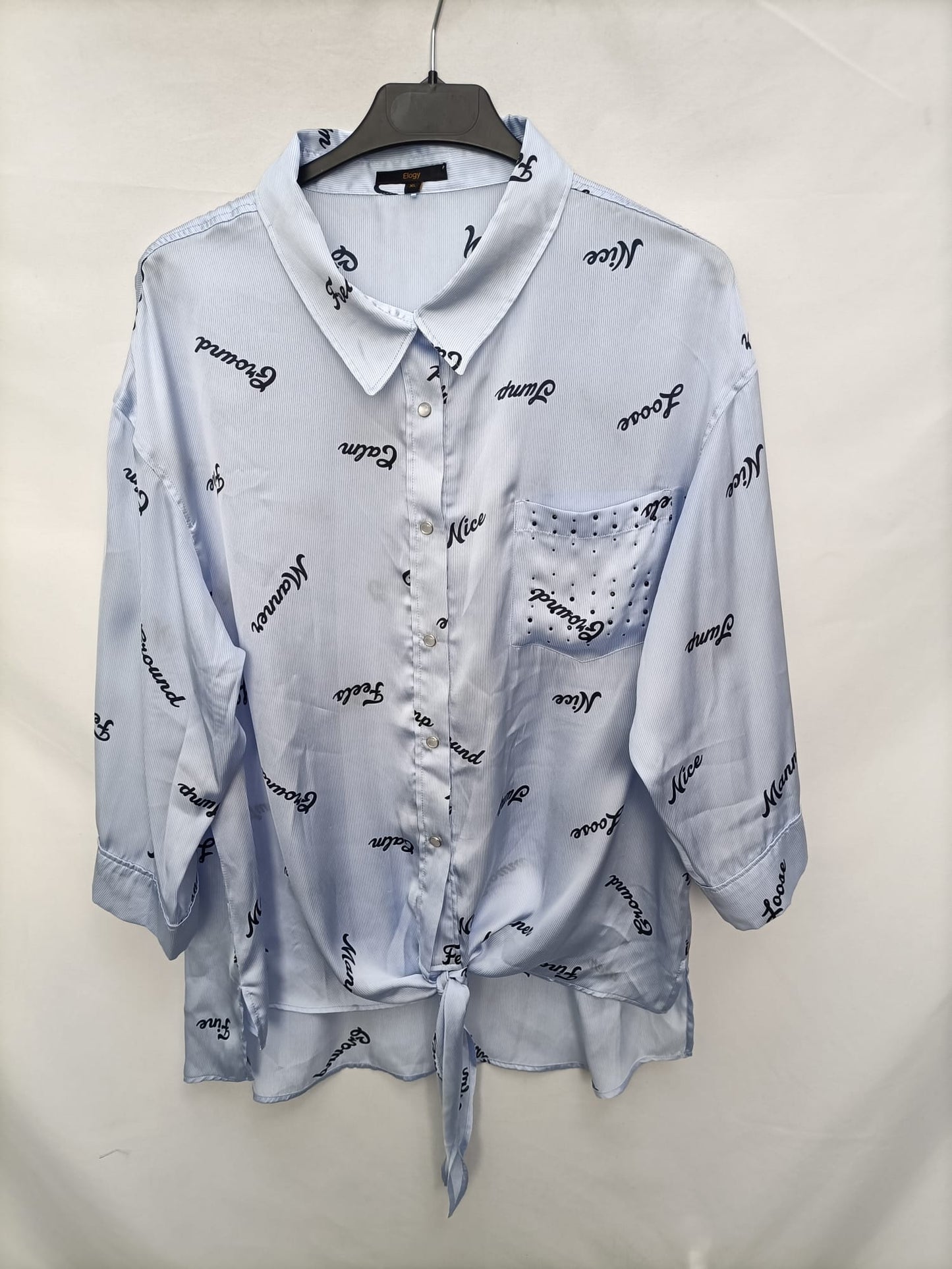 ELOGY.Blusa fluida rayas y letras T.XL