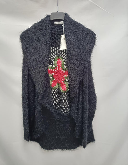 HOLD.Black furry cardigan TL