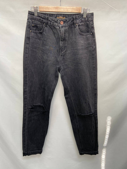 PULL&BEAR.Pantalones tipo slouchy grises/negros T.36