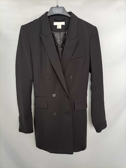 H&M.Abrigo negro estilo blazer T.36