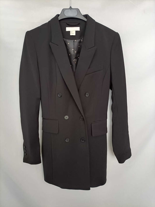 H&M.Abrigo negro estilo blazer T.36