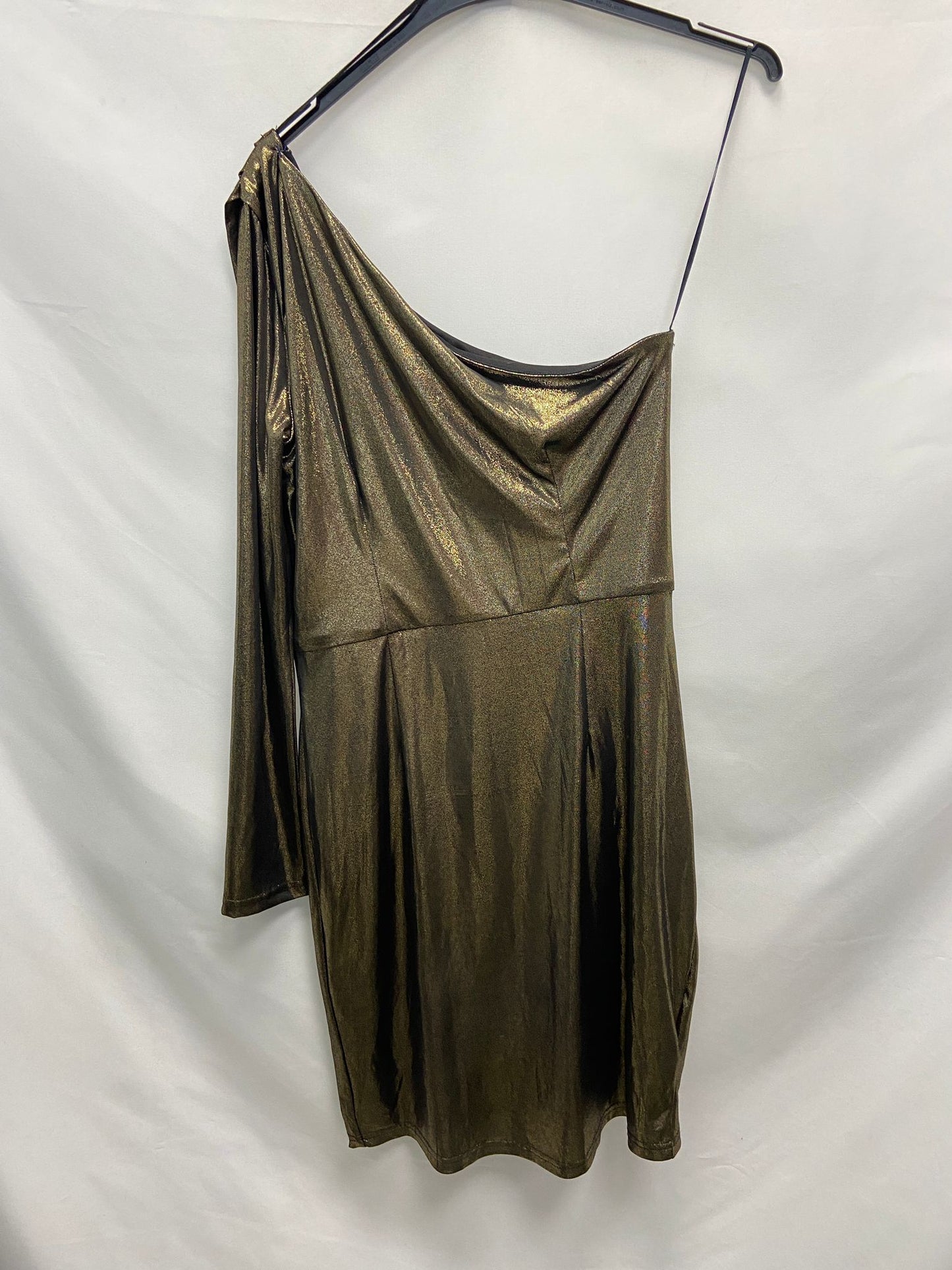 WHITE. Asymmetrical bronze (gold) dress Tm